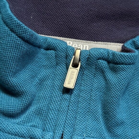 L.L. Bean Men's Comfort Stretch Pique Quater Zip Pullover - Blue - Picture 4 of 7
